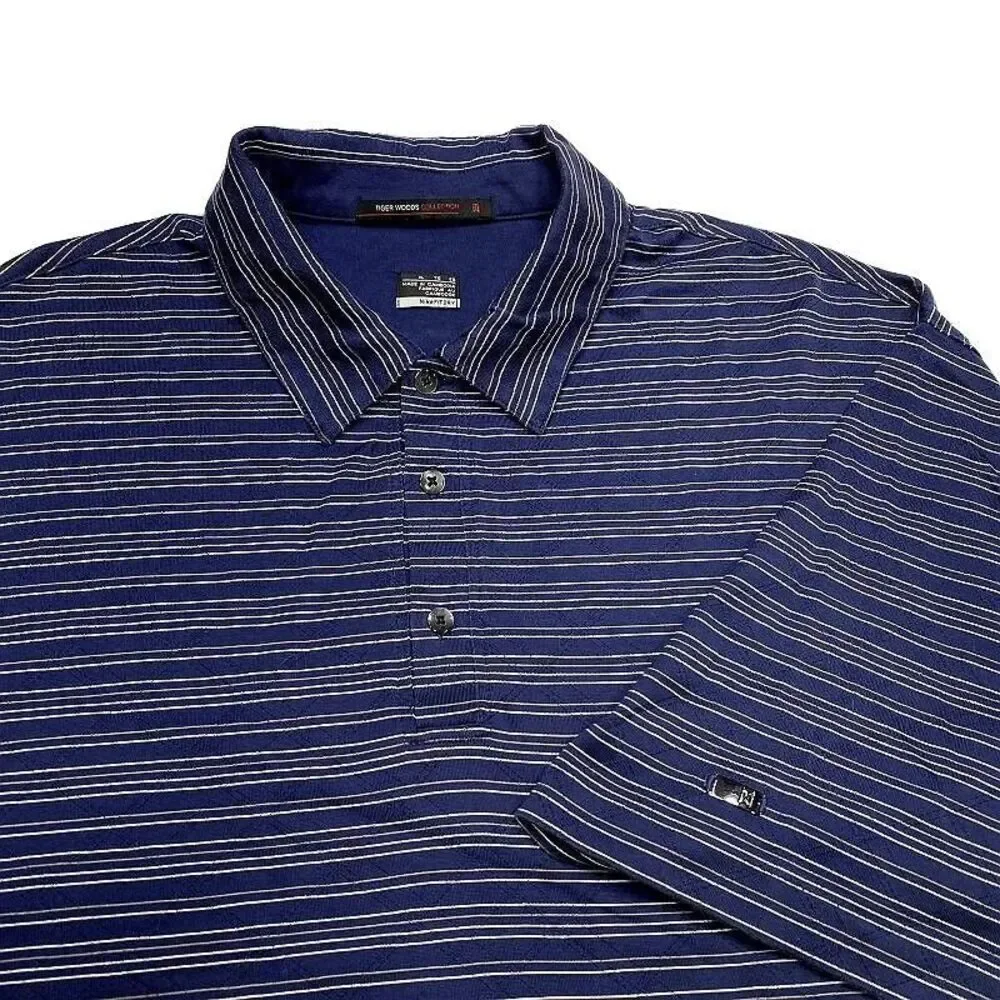 Tiger Woods Collection Nike Polo Shirt XL‎ Stripe Golf Casual Mens